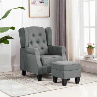 vidaXL Sill&oacute;n Con Reposapi&eacute;s Tela Gris Claro Vidaxl