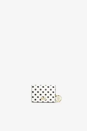 Ganni White Bou Card Holder with Flap and Dots
