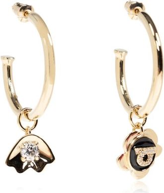Ferragamo Ronde Oorbellen met Hanger - Dames - Oorbellen - Geel - ONE Size - Leer - Accessoires
