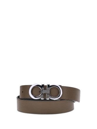 Ferragamo Mens Belt Reversible Leather Brown Sugar Calf