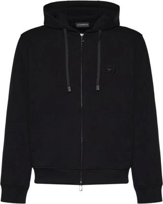 Emporio Armani Felpa con zip in cotone - - Sweatshirts & Hoodies - Uomo - Nero - M
