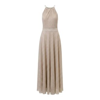 Rinascimento Lurex jurk - Dames - Jurken - Beige - Maat: L Leer