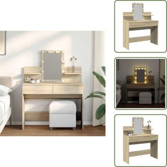 vidaXL The Living Store Toeletta con LED Rovere Sonoma 100x40x130 cm - Specchio da trucco