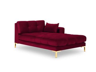 MICADONI Chaise longue de angulo derecho de terciopelo rojo