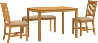 vidaXL Conjunto De Comedor 4 Uds. Beige Madera De Roble S&oacute;lido Vidaxl