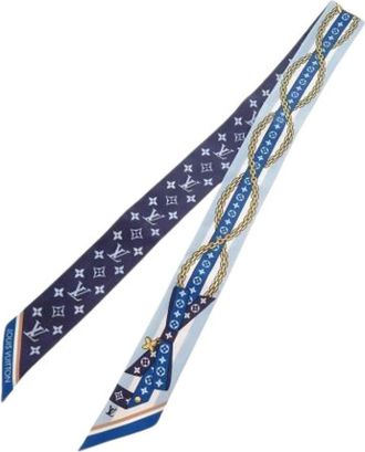 Louis Vuitton Pre-owned Scarves, female, Blue, Size: ONE SIZE Pre-owned Vintage Silk Scarf