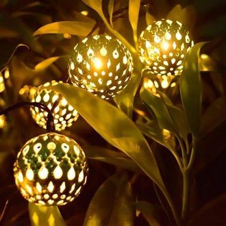 OEM Guirnalda De Luces Led Solares Con Forma De Bolas, 4,8 M, 20 Bolas Led Marroqu&iacute;es, Blanco C&aacute;lido 3000k, Resistente Al Agua, Fiestas Y Navidad