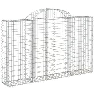 Berkfield Home Decorative Arched Gabion Baskets 11 pcs 200x30x120/140 cm Galvani in Silver