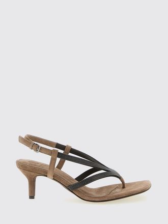 Brunello Cucinelli Suede Sandals with Monile