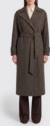 Kiton Long Chevron Wool Blend Wrap Coat with a shawl collar