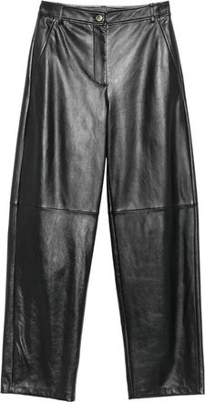 Max Mara Leren Broek - Dames - Leren Broeken - Zwart - S - Leer - Broeken