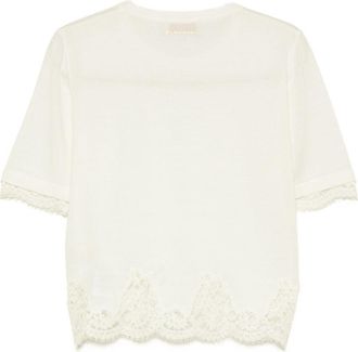 Ermanno Scervino Lace-Trimmed T-Shirt - Cream