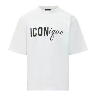 Dsquared2 T-Shirts, male, White, Size: XL Iconique Loose Fit Tee