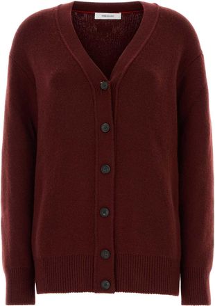 Ferragamo Womens Burgundy Cashmere Blend Cardigan - Dark Red - Size X-Small