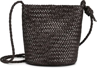 OLD TREND Reed Genuine Leather Woven Barrel Crossbody Bag in Grey at Nordstrom