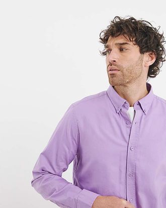 Jacamo Long Sleeve Lilac Oxford Shirt Regular