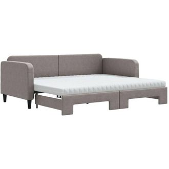 vidaXL Sof&aacute; Cama Nido Con Colch&oacute;n Tela Gris Taupe 90x200 Cm Vidaxl