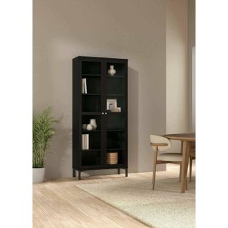 Dmora Dmora - Vitrina Wutip, Aparador De Exposici&oacute;n, Vitrina Multiusos, Aparador De Sal&oacute;n, 89x36 H203 Cm, Negro