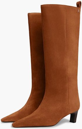 Tommy Hilfiger Womens Knee-High Suede Kitten-Heel Boot - Ginger Clay - US 6.5 / EU 37