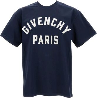 Givenchy Tops, Heren, Blauw, L, Katoen, T-Shirts