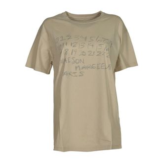 Maison Margiela T-Shirts, female, Beige, Size: XS Numeric Cotton T-shirt