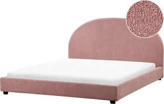 Beliani Beliani - Cama Con Somier Minimalista De Boucl&eacute; 180 X 200 Cm Rosa Pastel Vaucluse