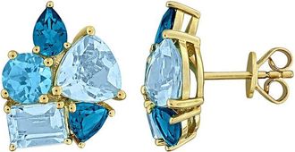 Rina Limor Gold Over Silver 10.92 Ct. Tw. Blue Topaz - London, Blue Topaz - Sky, Blue Topaz - Swiss Stud Earrings