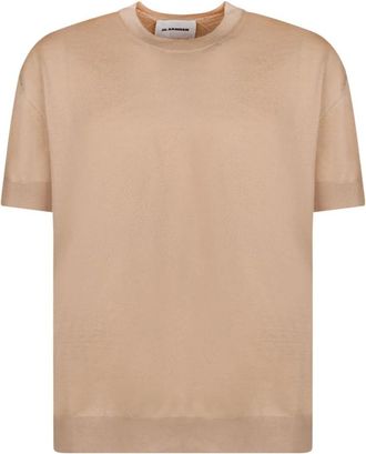 Jil Sander Sweaters - Heren - Ronde hals truien - Beige - S - Katoen - Truien & Vesten