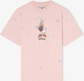 Ganni Pink Daisy Duck Printed T-shirt - Size XXS Organic Cotton