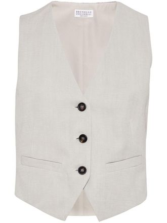 Brunello Cucinelli Linnen gilet - Grijs