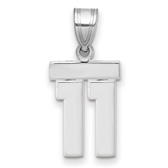Diamond2Deal 14k White Gold Small Polished Number 11 Charm Pendant
