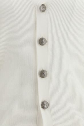 Brunello Cucinelli Mens Cardigan Ribbed Cotton Panama-Mist Panama/mist Sweater