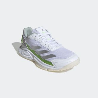 adidas Tennisschuh ADIDAS PERFORMANCE COURTQUICK PADEL, Damen, Gr. 42, silber (cloud wei&szlig;, silber metallic, lucid lemon), Synthetik, Textil, Schuhe Tennissch