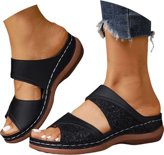 Generic Womens Slide Sandals Summer Casual Slippers with Strap Design Comfortable Home Shoes Flat Outdoor Beach Slides for Women Daily Walking Sandals 2026 (5