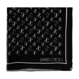 Jimmy Choo London Sciarpa in seta con logo - - Accessories - Donna - Nero - ONE SIZE