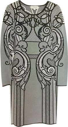 Temperley London Black & White Printed Jacquard Dress Size M