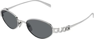 Gucci Ovale Zonnebril - Dames - Zonnebrillen - Grijs - 47 MM - Nylon - Accessoires