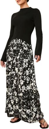 Solid & Striped The Soglio Long Sleeve Maxi Dress in Black & White Floral at Nordstrom, Size X-Small
