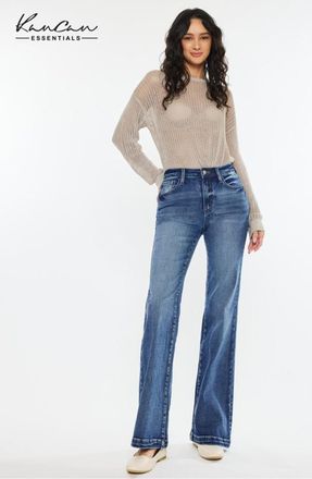 Kancan Avonlea Essentials High Rise Wide Leg Flare Jeans in Dark Wash at Nordstrom, Size 31