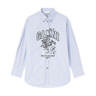 Ganni Classic Shirt - female - Ganni - Shirts - Blue - L - Blouses & Shirts