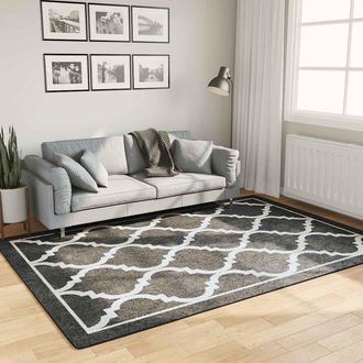vidaXL Vidaxl - Alfombra Lavable Antideslizante Negro Y Blanco 160x230 Cm