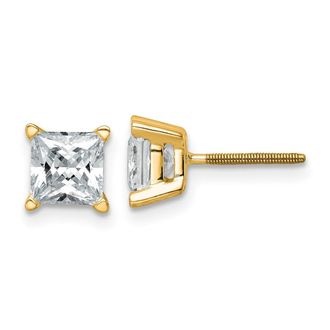 Diamond2Deal 14k Gold 2 ct Princess Lab Grown Diamond Stud Earrings VS Clarity, D-E Color