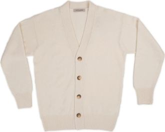 La Fileria Geknoopte Cardigan Sweatshirts & Hoodies - Heren - Vesten - Wit - L - Polyester - Truien & Vesten