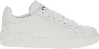 Dolce & Gabbana Leren sneakers met iconisch monogram - Dames - Sneakers - Wit - 45 EU - Schoenen