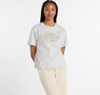 New Balance Donna Athletics Legacy T-Shirt in Grigio, Cotone, Taglia XL