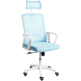 Beliani Office Chair Light Blue Mesh Swivel Base Adjustable Height Headrest Home Office MONARCH
