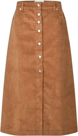 Lollys Laundry Unall Rok - Dames - Midirokken - Bruin - S - Katoen - Rokken