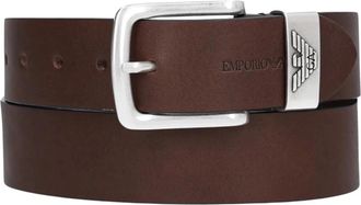 Emporio Armani Leren riem met logoband - Heren - Riemen - Bruin - 90 CM - Leer - Accessoires