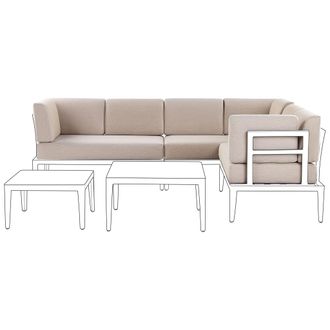 Beliani Conjunto De Fundas De Coj&iacute;n De Exterior Para Asiento Y Respaldo De Sof&aacute; Beige Rima Iii