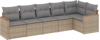 vidaXL Vidaxl - Juego De Sof&aacute;s Jard&iacute;n Con Cojines Beige Mezcla 6 Pzas Rat&aacute;n Pe